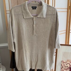 Massimo Dutti Linen Knit Polo Top – Size L